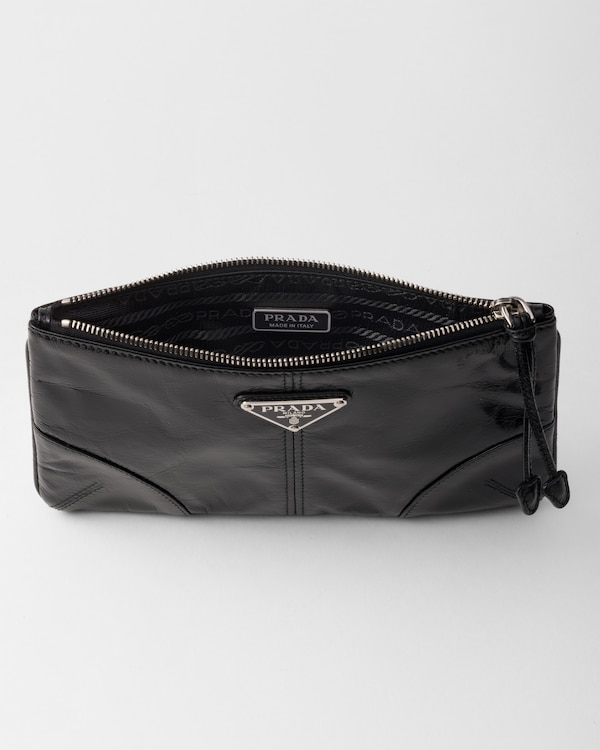 Leather zipper pouch - Black Leather zipper pouch - Black