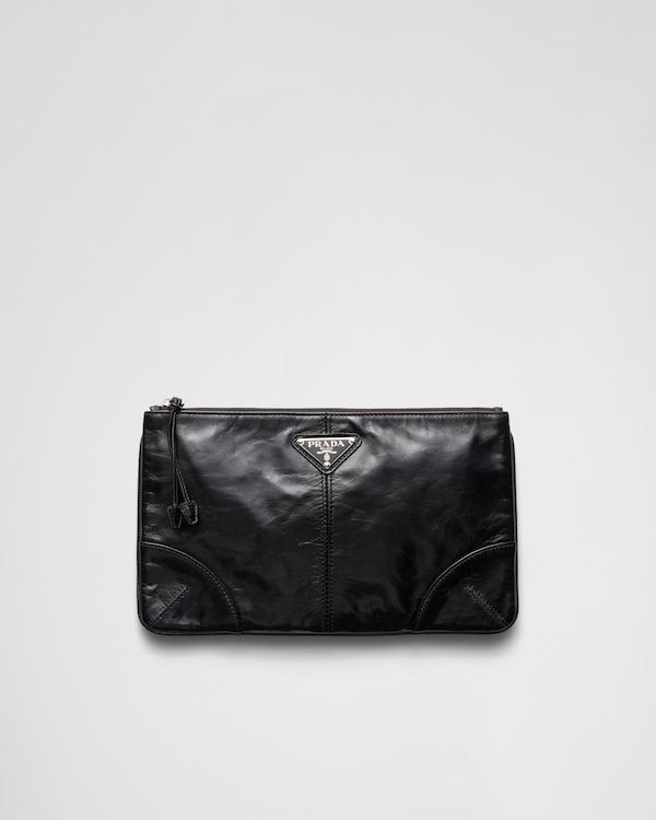 Black Saffiano Leather Pouch | PRADA