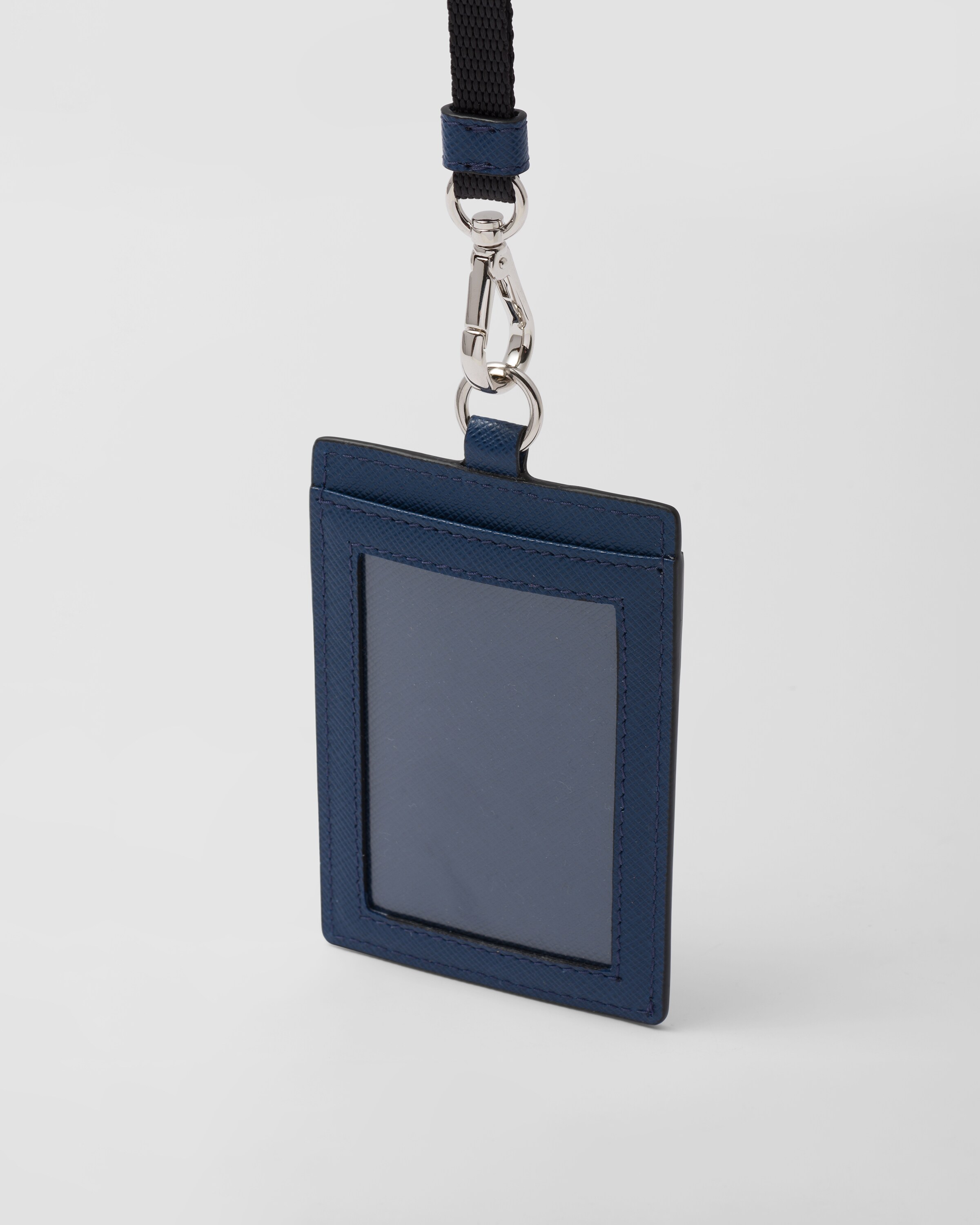 Bluette Saffiano leather badge holder Prada