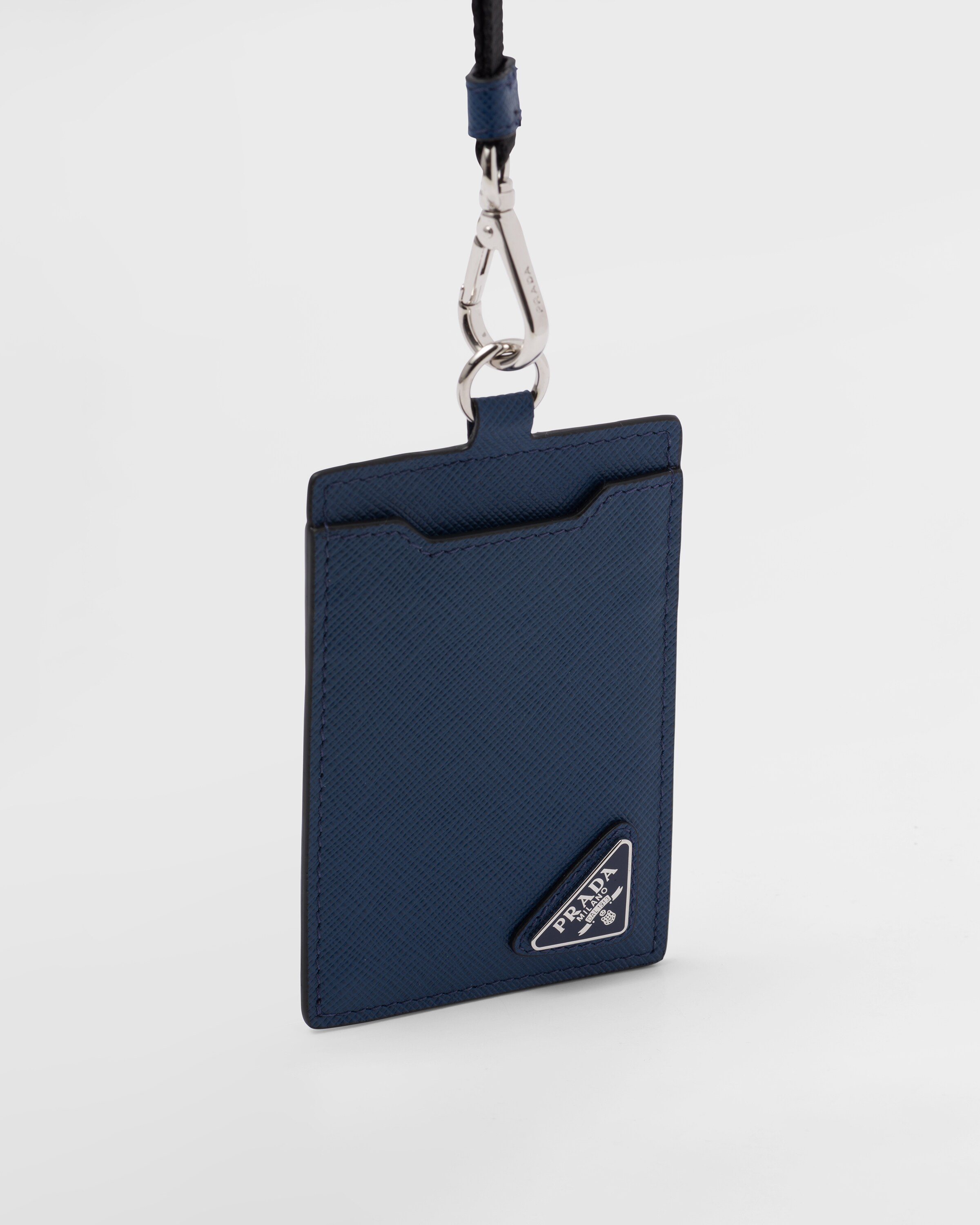 Bluette Saffiano leather badge holder Prada