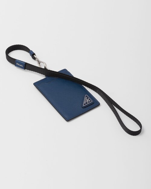 Bluette Saffiano leather badge holder Prada