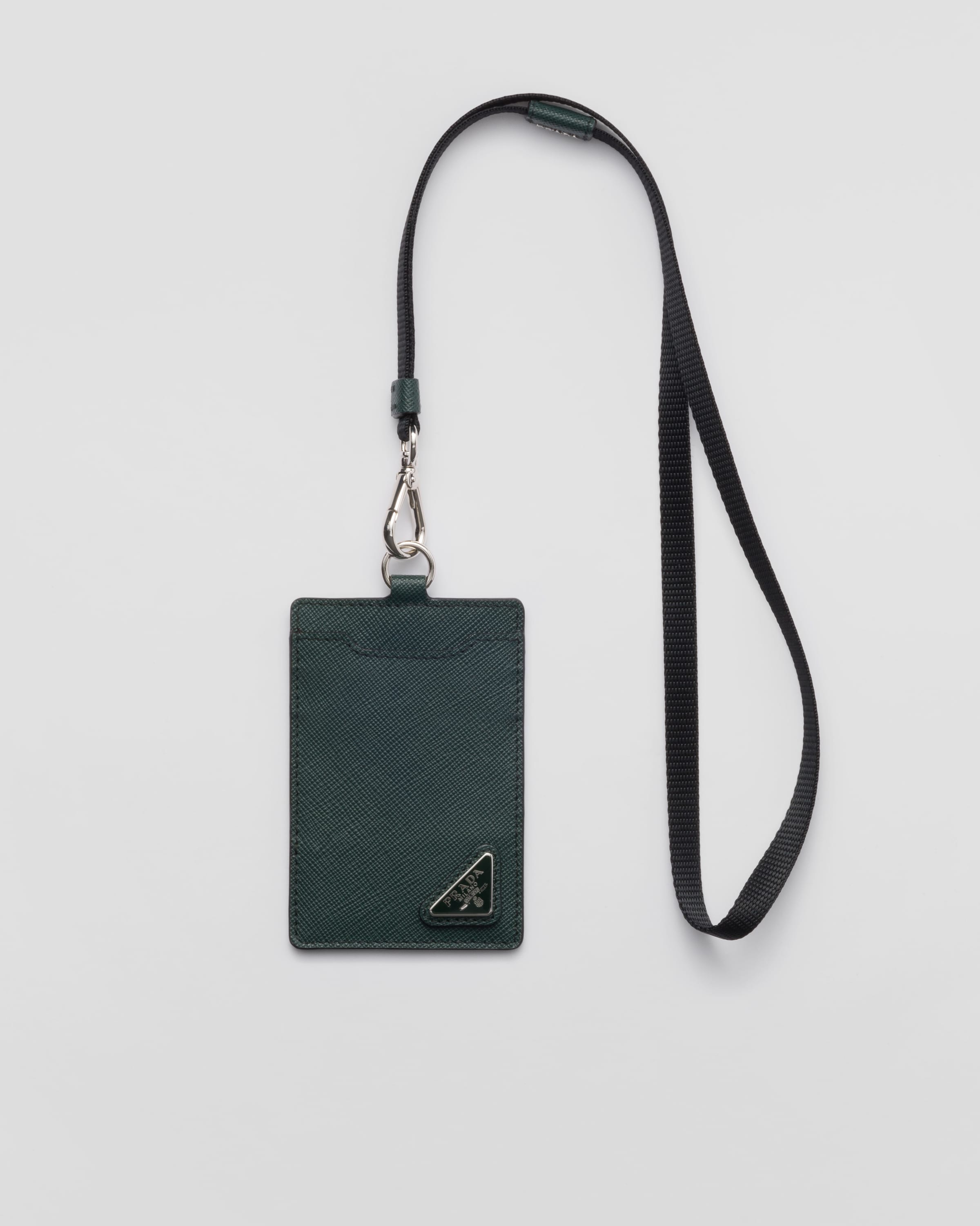 Emerald Green Saffiano leather badge holder PRADA