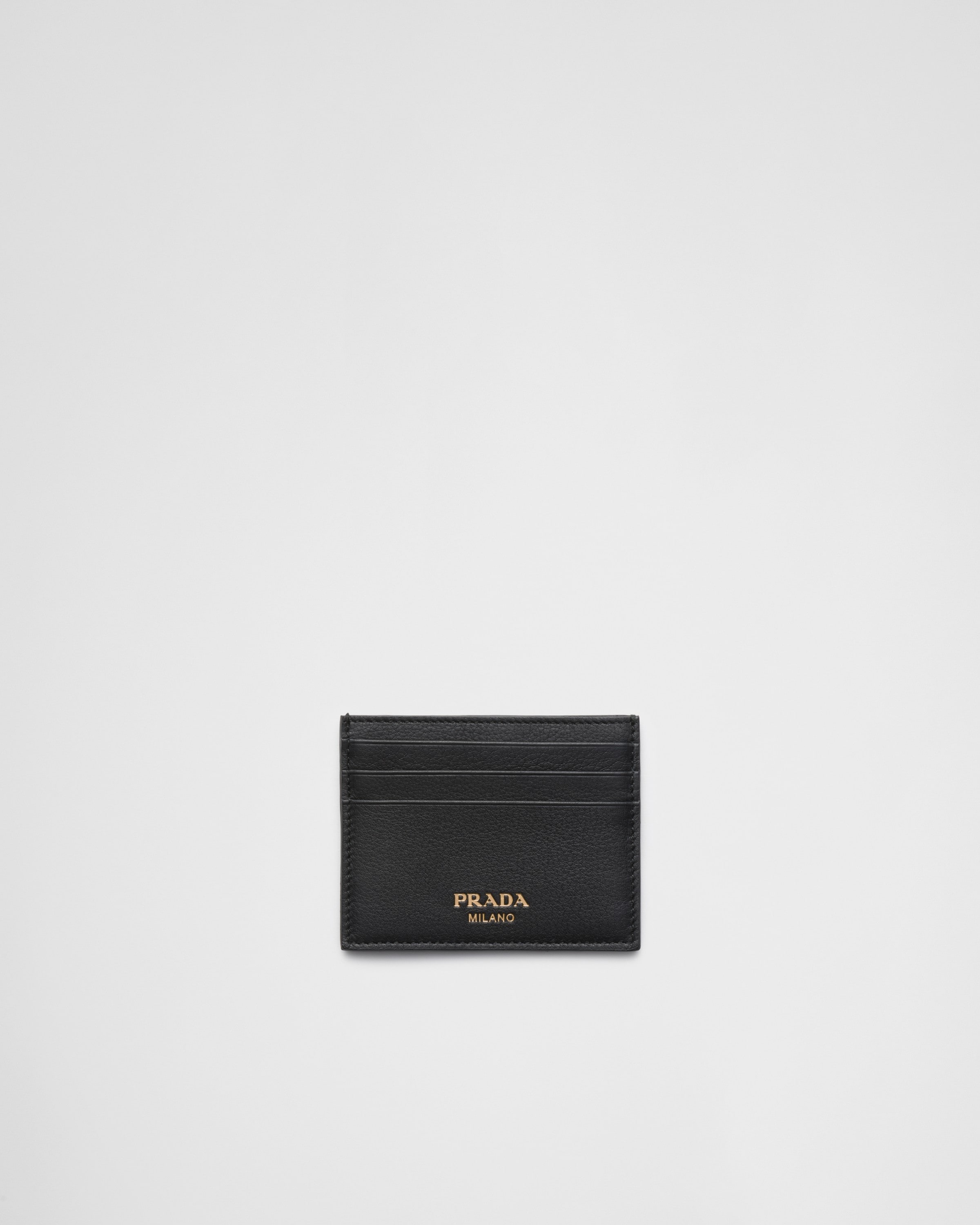 Prada Leather Card Holder In Black