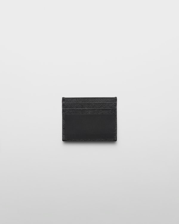 Porte-cartes en Re-Nylon et cuir Saffiano Porte-cartes en Re-Nylon et cuir Saffiano