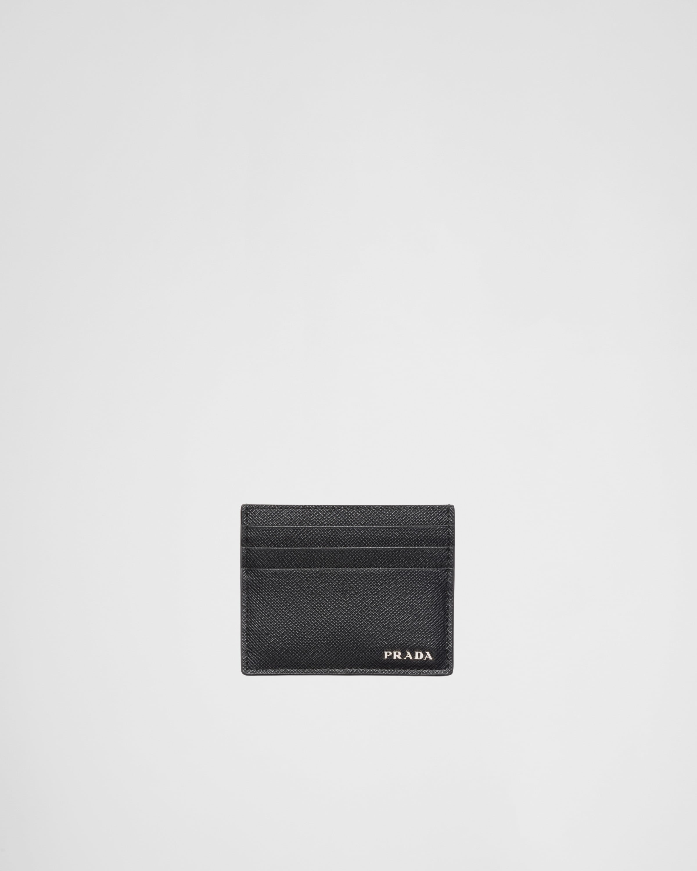 Prada Saffiano Leather Card Holder In Black