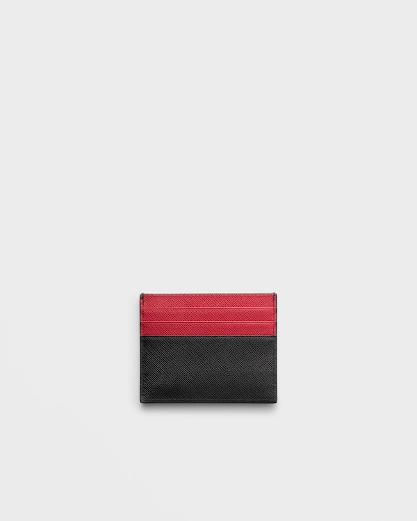 Saffiano leather card holder - Black/Fiery Red Saffiano leather card holder - Black/Fiery Red
