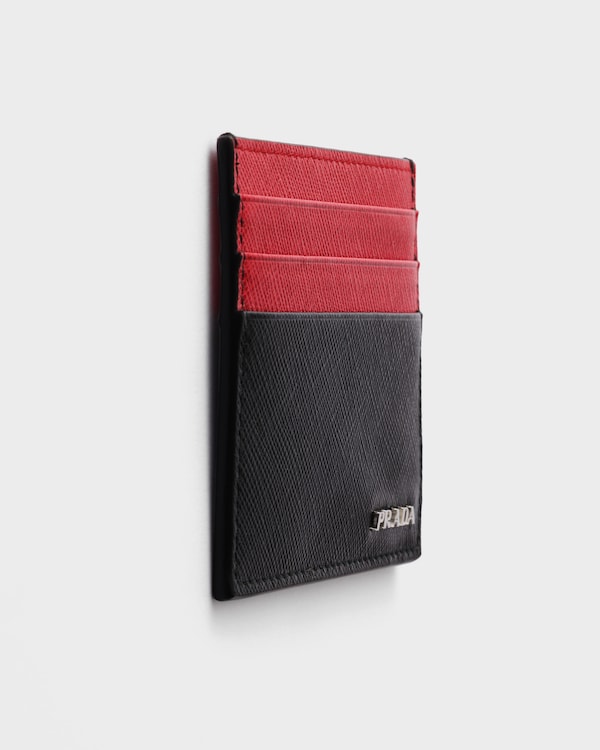 Saffiano leather card holder - Black/Fiery Red Saffiano leather card holder - Black/Fiery Red