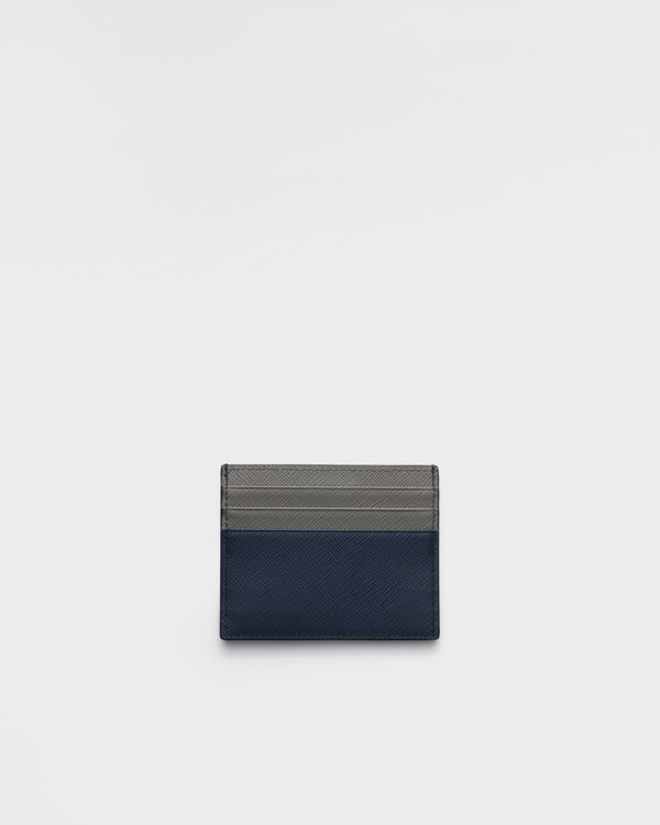Saffiano leather card holder - Baltic Blue/Marble Gray Saffiano leather card holder - Baltic Blue/Marble Gray