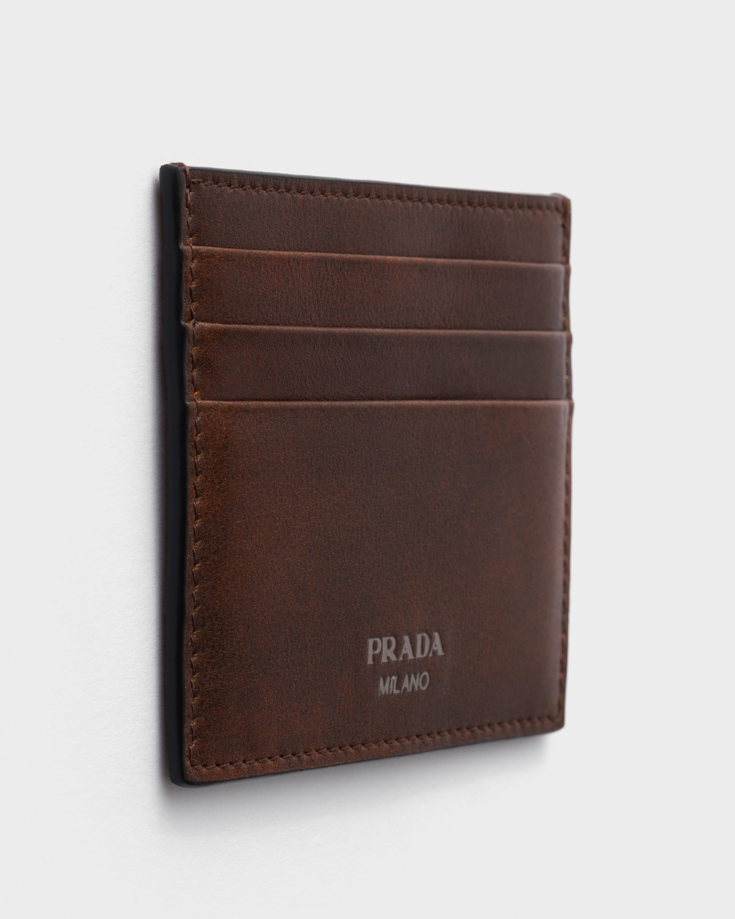 PRADA ブラウン キャンバスポーチ 認証カード付き Cocoa Brown Leather card holder | PRADA - United States