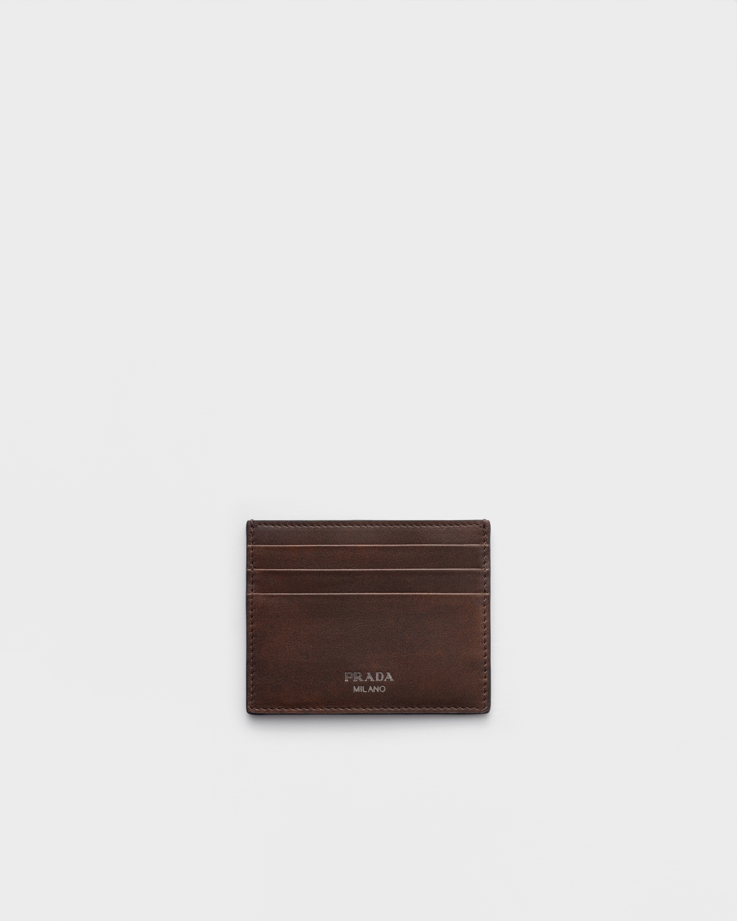 PRADA ブラウン キャンバスポーチ 認証カード付き Cocoa Brown Leather card holder | PRADA - United States