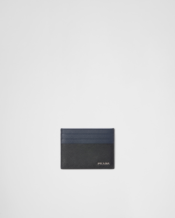 Aviator Blue Saffiano leather card holder | PRADA