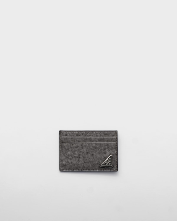 PRADA ホワイト レザー 名刺入れ Black Saffiano leather card holder | PRADA