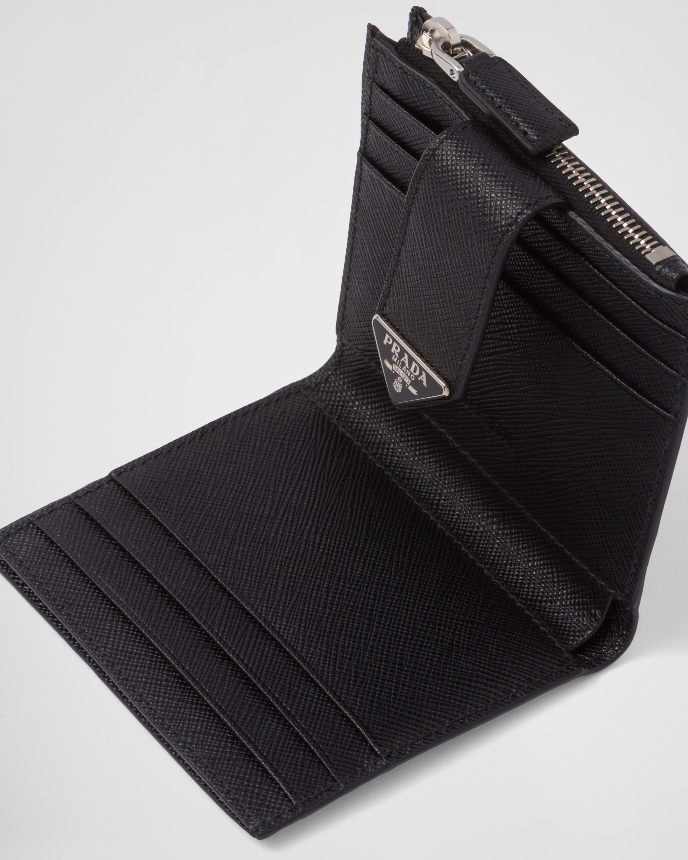 Black Saffiano and leather card holder Prada