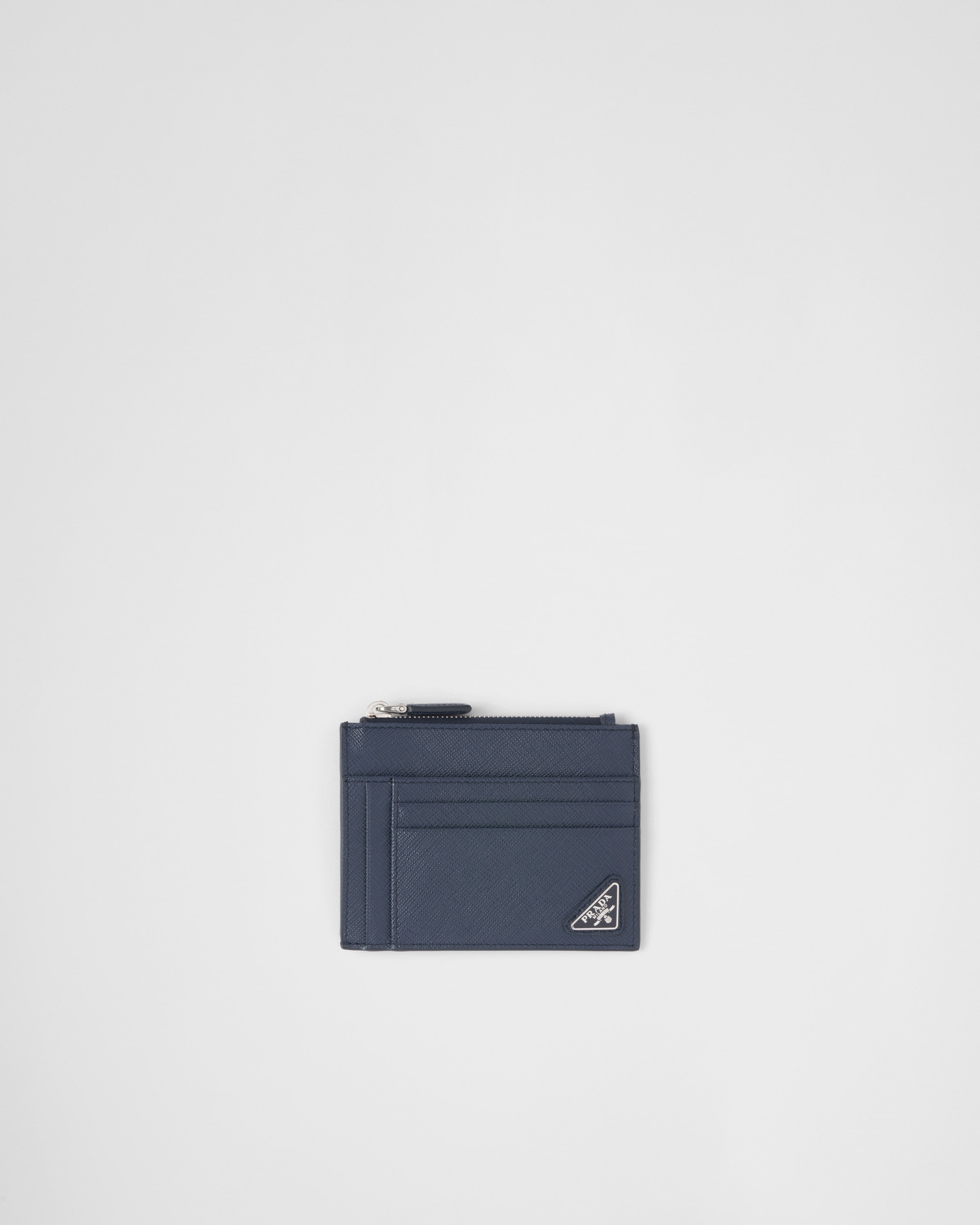 Baltic Blue Saffiano Leather Card Holder PRADA