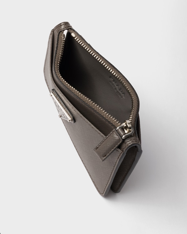 Saffiano leather card holder - Smoky Gray Saffiano leather card holder - Smoky Gray