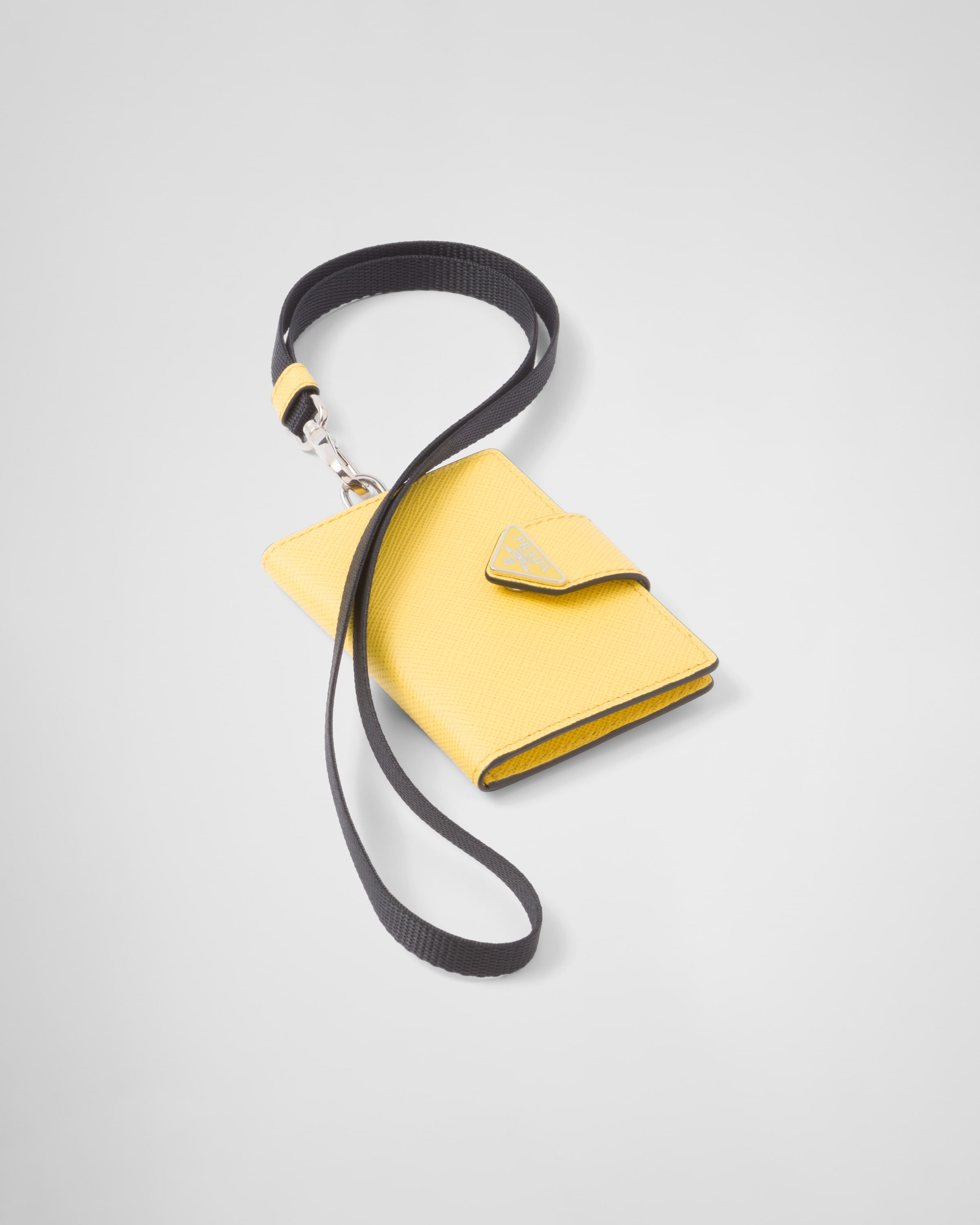 Prada Saffiano And Leather Card Holder In Sunny Yellow