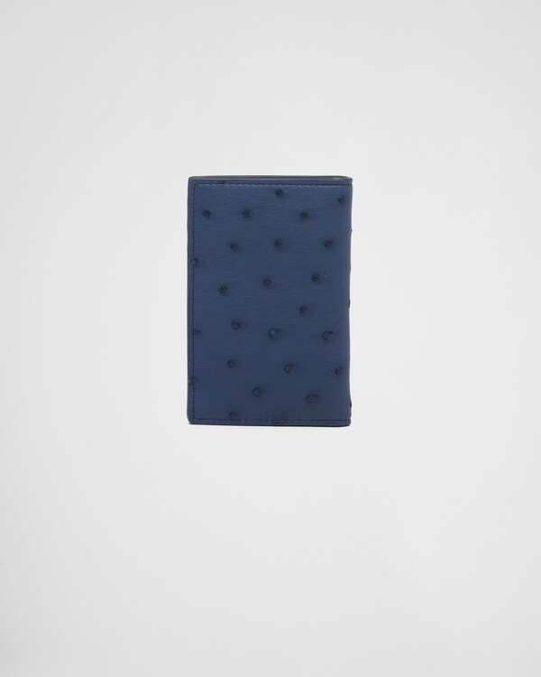 Ostrich Leather Card Holder - Bluette Ostrich Leather Card Holder - Bluette