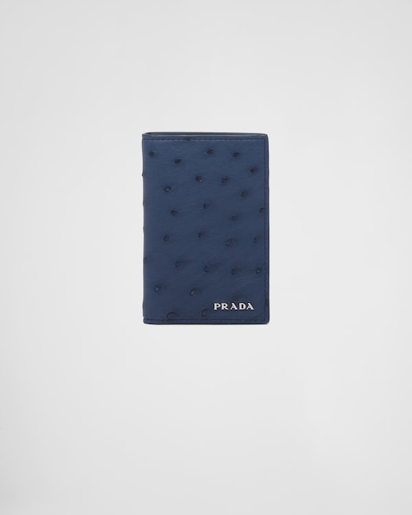 Ostrich Leather Card Holder - Bluette Ostrich Leather Card Holder - Bluette