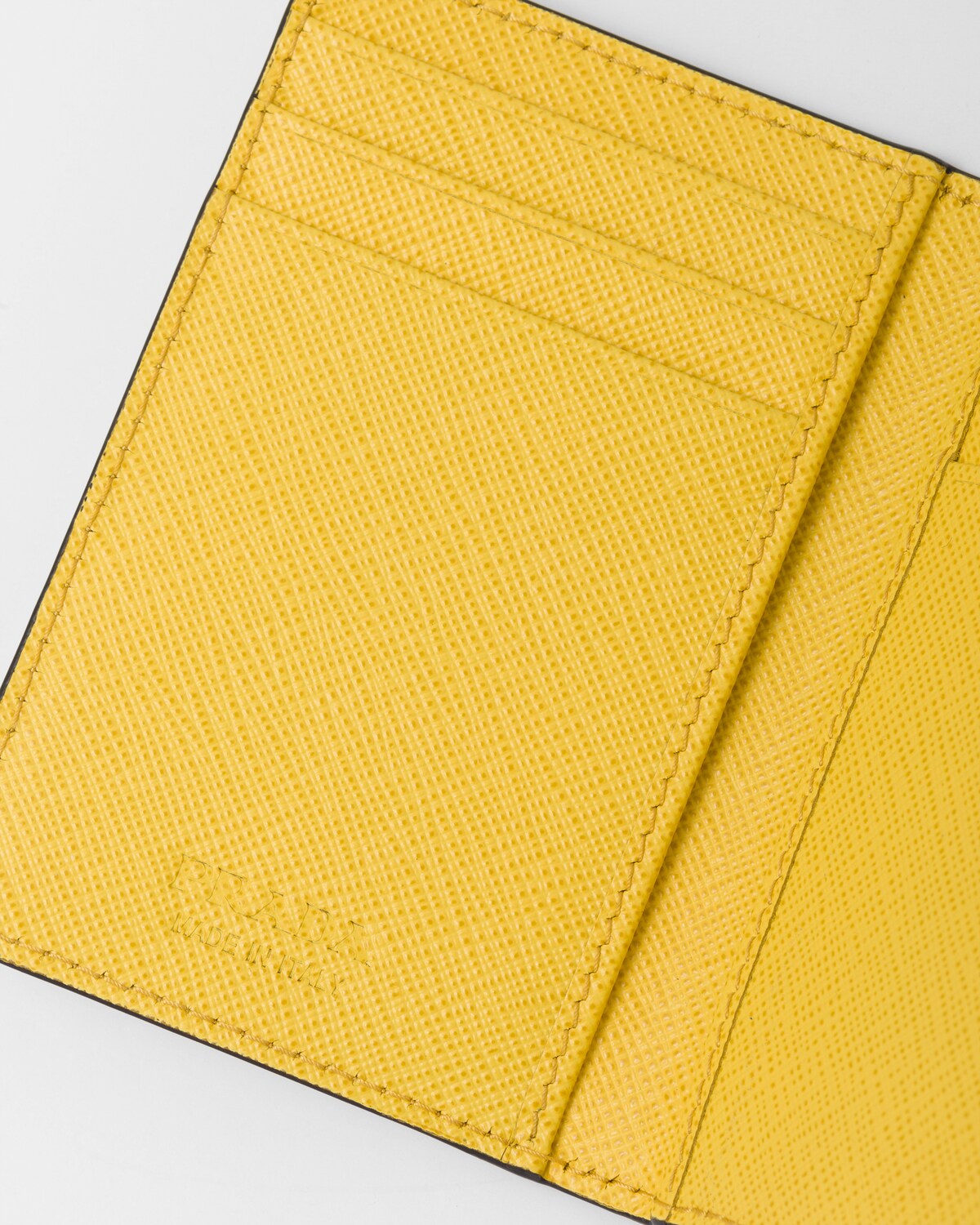 Sunny Yellow Saffiano Leather Card Holder PRADA