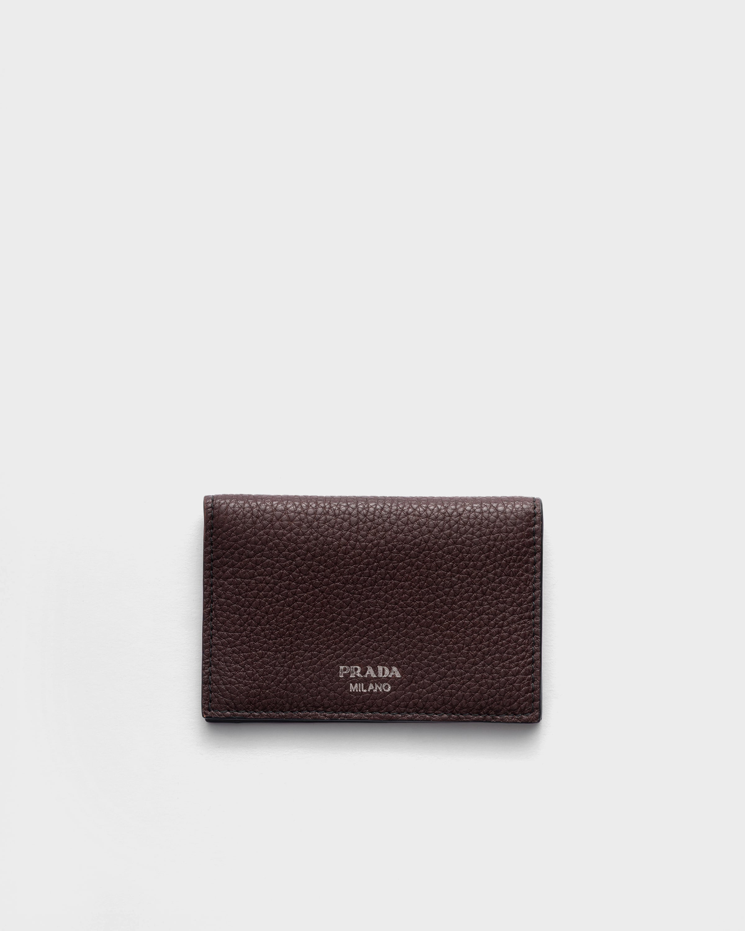 Brown Leather Card Holder | PRADA - Denmark