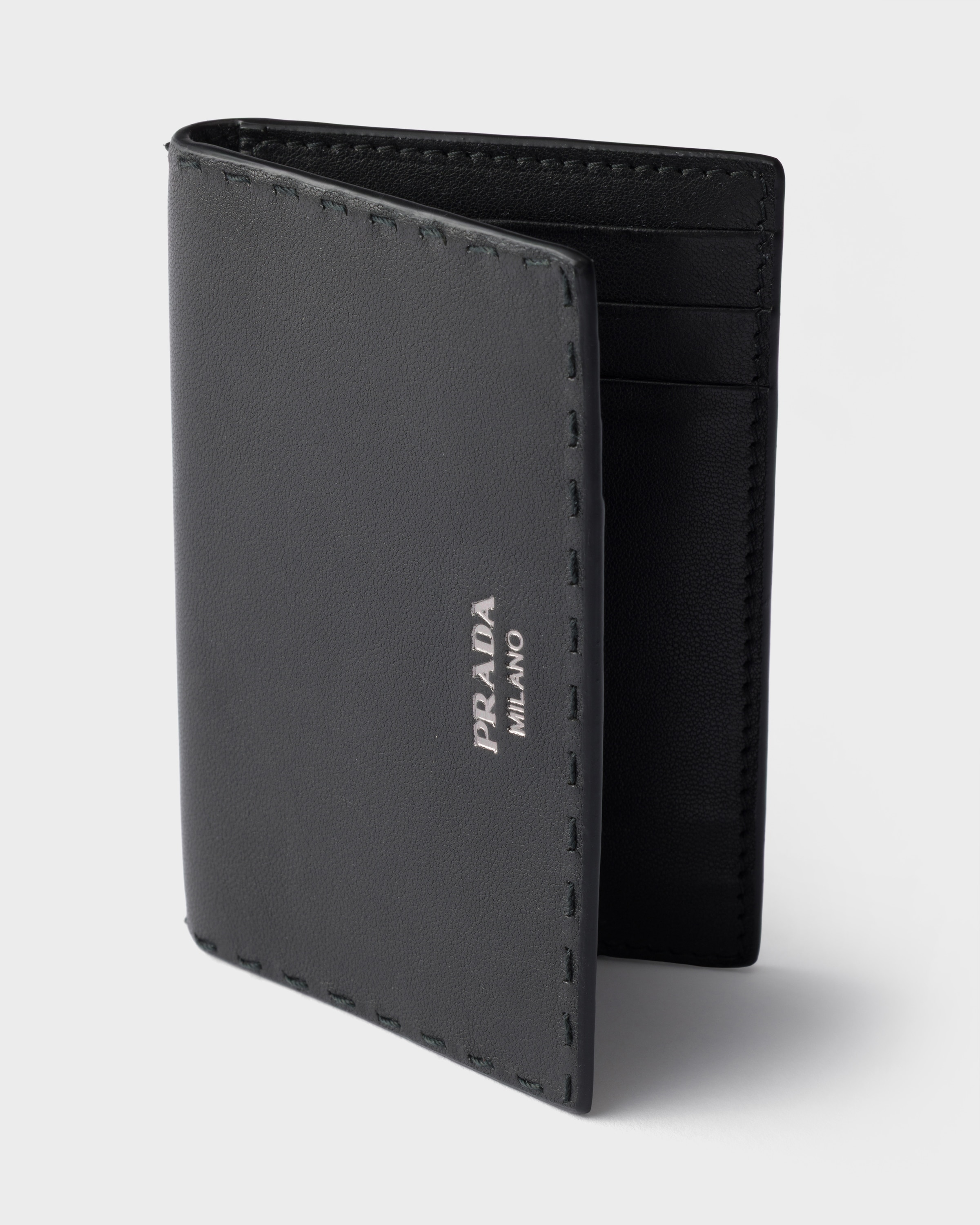 ブラック アンティーク加工レザー カードケース | PRADA - 日本