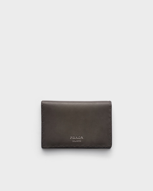 Antiqued leather card holder - Graphite Antiqued leather card holder - Graphite