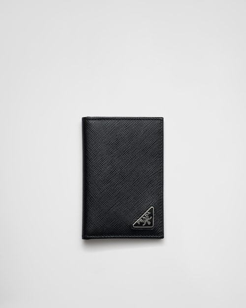 ブラック サフィアーノトライアングル カードホルダー | Prada