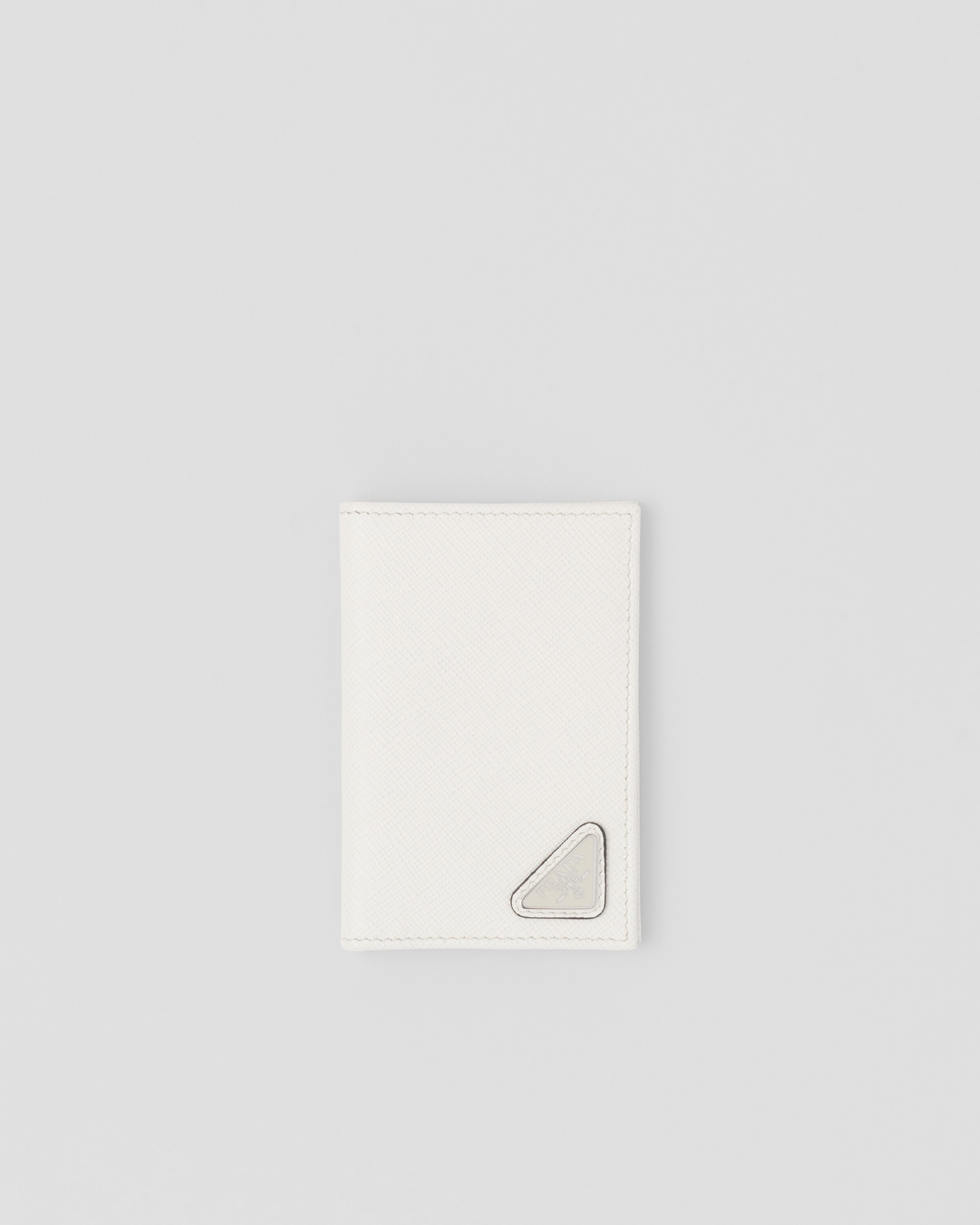 Prada Triangle-logo Leather Cardholder In White