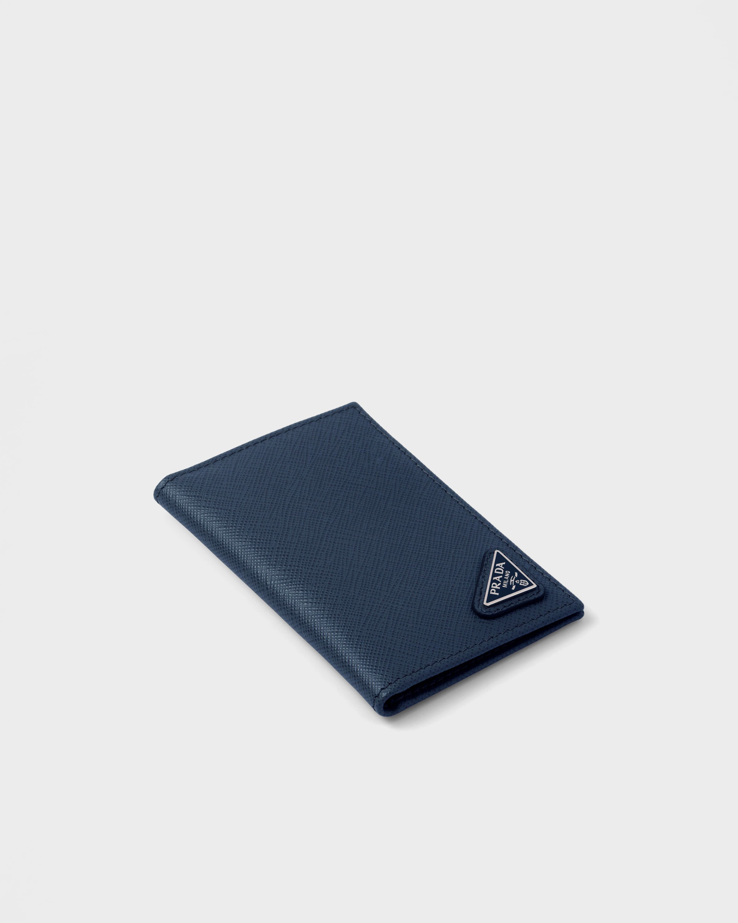 Baltic Blue Saffiano Leather Card Holder | PRADA - United States