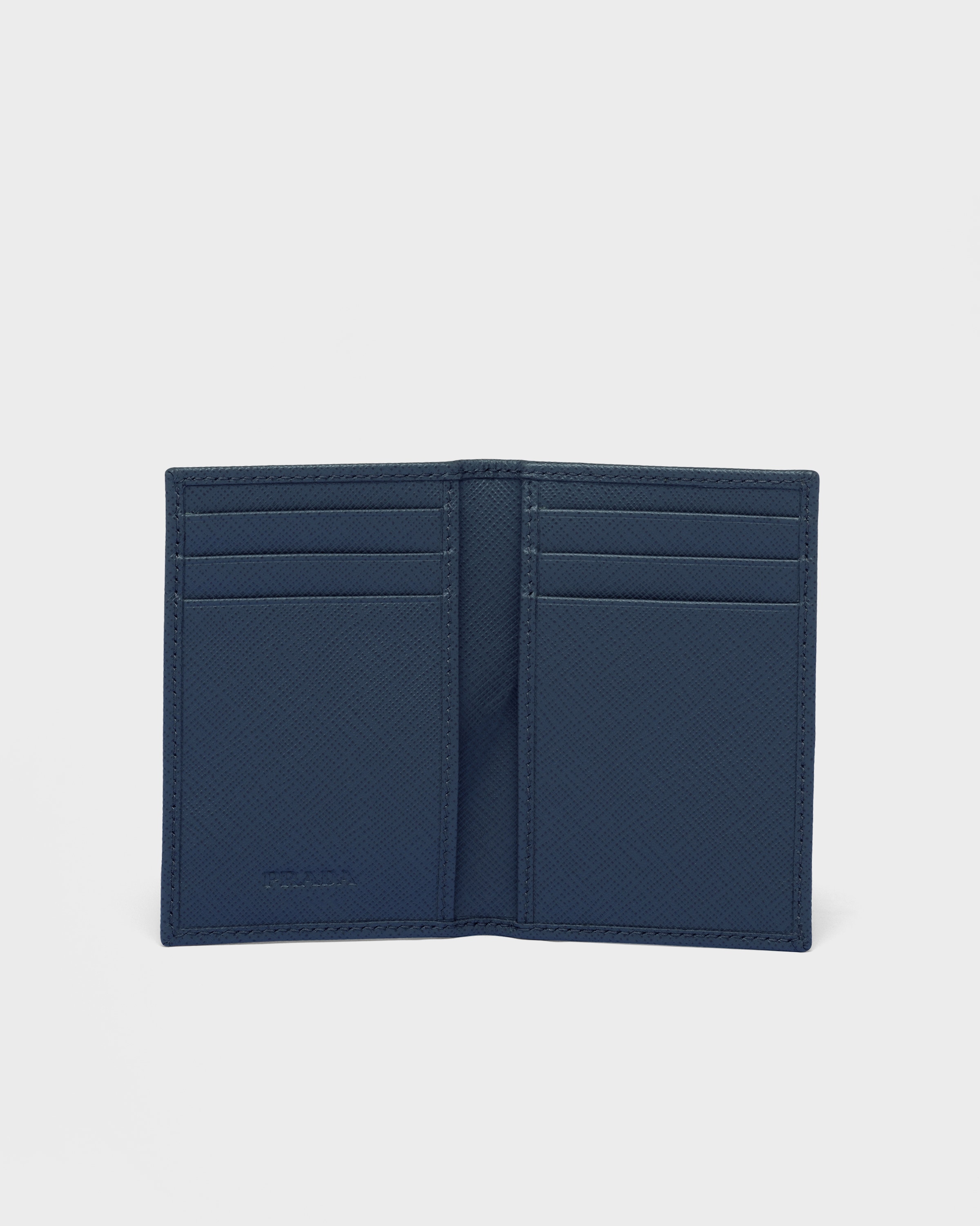 Baltic Blue Saffiano Leather Card Holder | PRADA - United States