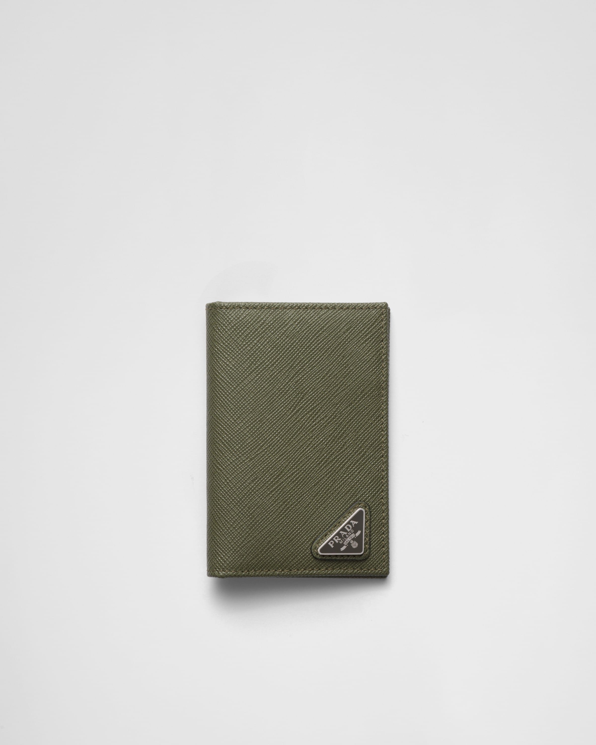 Prada Saffiano Leather Card Holder In Loden Green