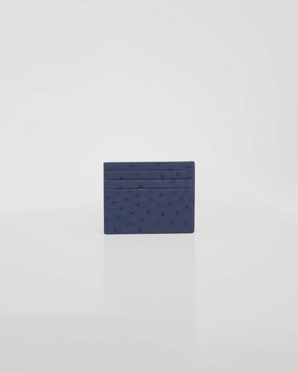 Ostrich Leather Card Holder - Bluette Ostrich Leather Card Holder - Bluette
