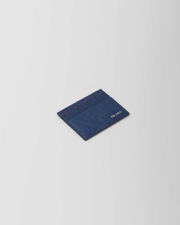 Ostrich Leather Card Holder - Bluette Ostrich Leather Card Holder - Bluette