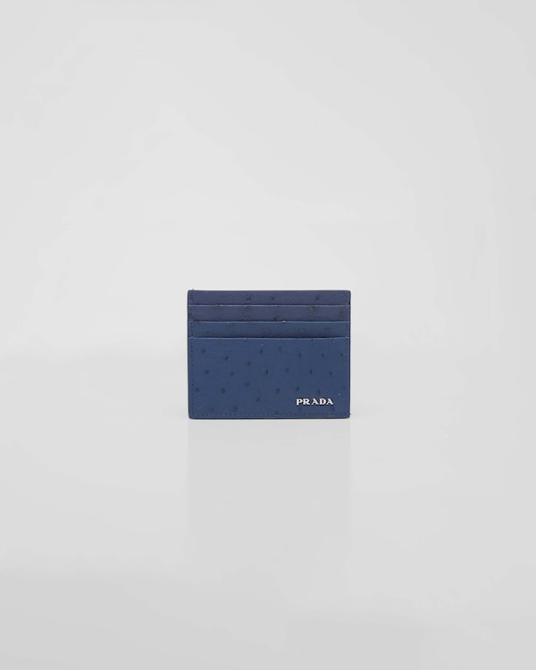Ostrich Leather Card Holder - Bluette Ostrich Leather Card Holder - Bluette