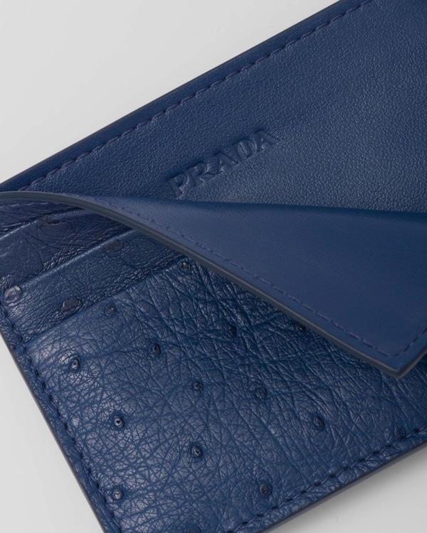 Ostrich Leather Card Holder - Bluette Ostrich Leather Card Holder - Bluette