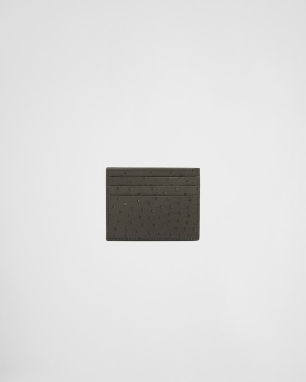 Ostrich Leather Card Holder - Camouflage Green Ostrich Leather Card Holder - Camouflage Green