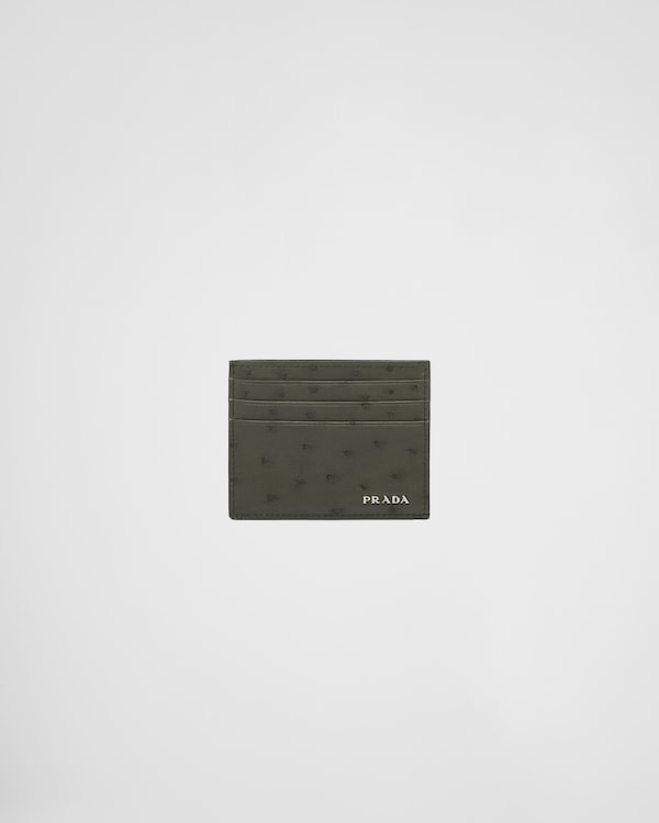 Ostrich Leather Card Holder - Camouflage Green Ostrich Leather Card Holder - Camouflage Green