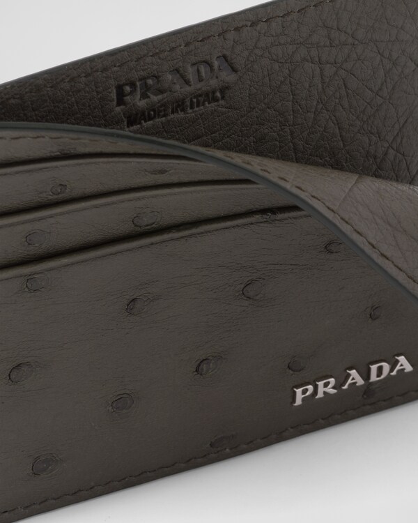 Ostrich Leather Card Holder - Camouflage Green Ostrich Leather Card Holder - Camouflage Green