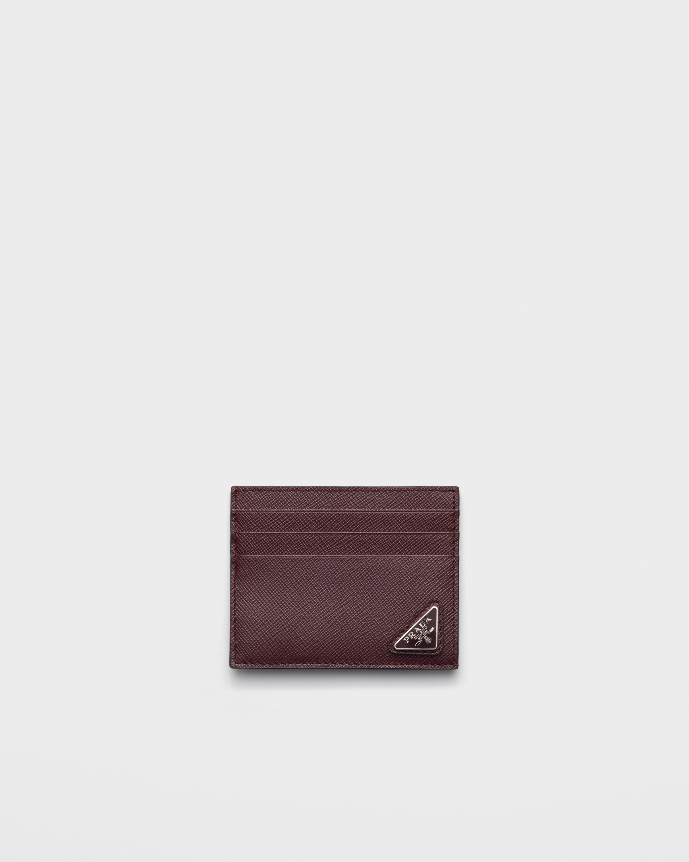 Burgundy Saffiano leather card holder | PRADA - United States