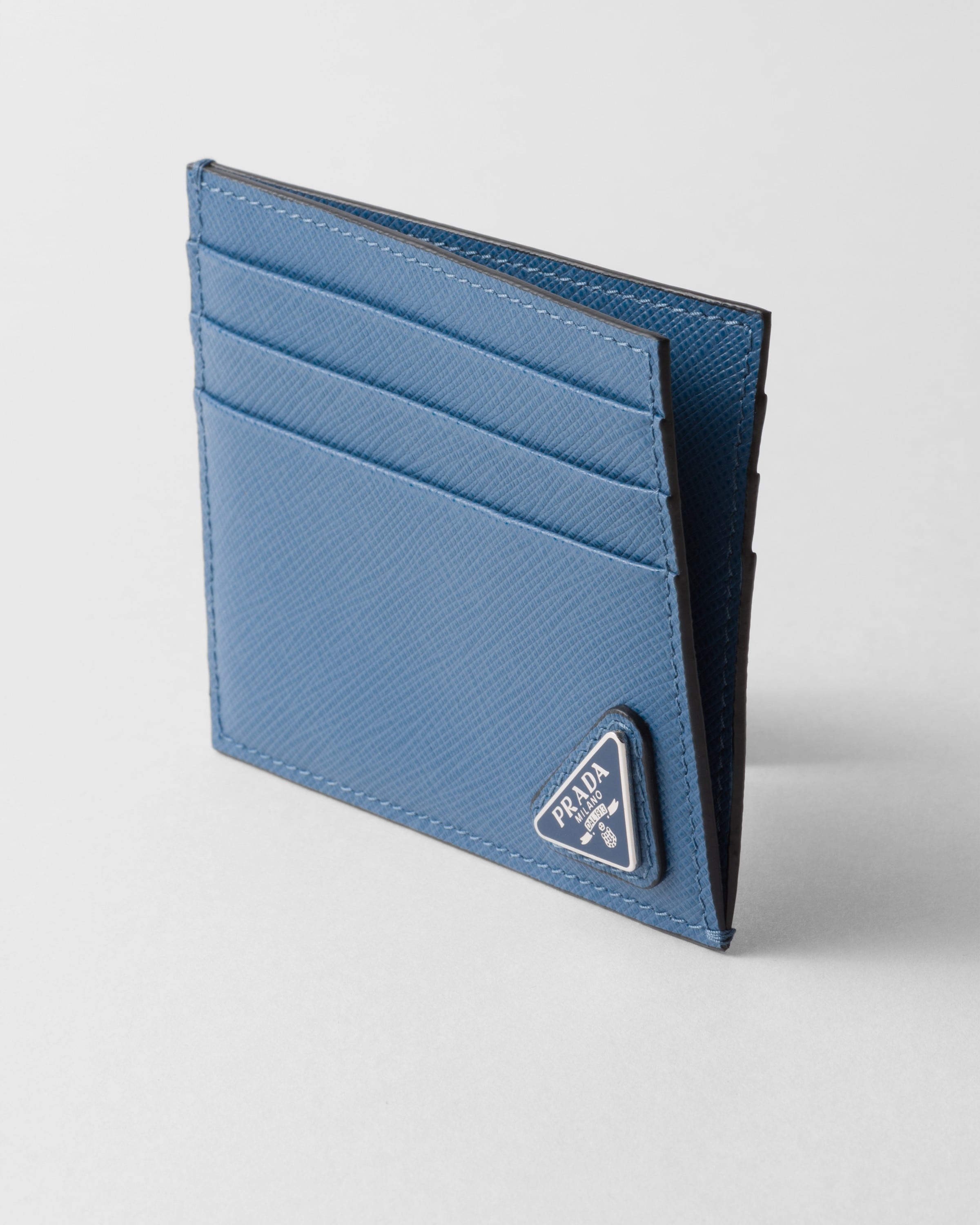 Aviator Blue Saffiano Leather Card Holder PRADA