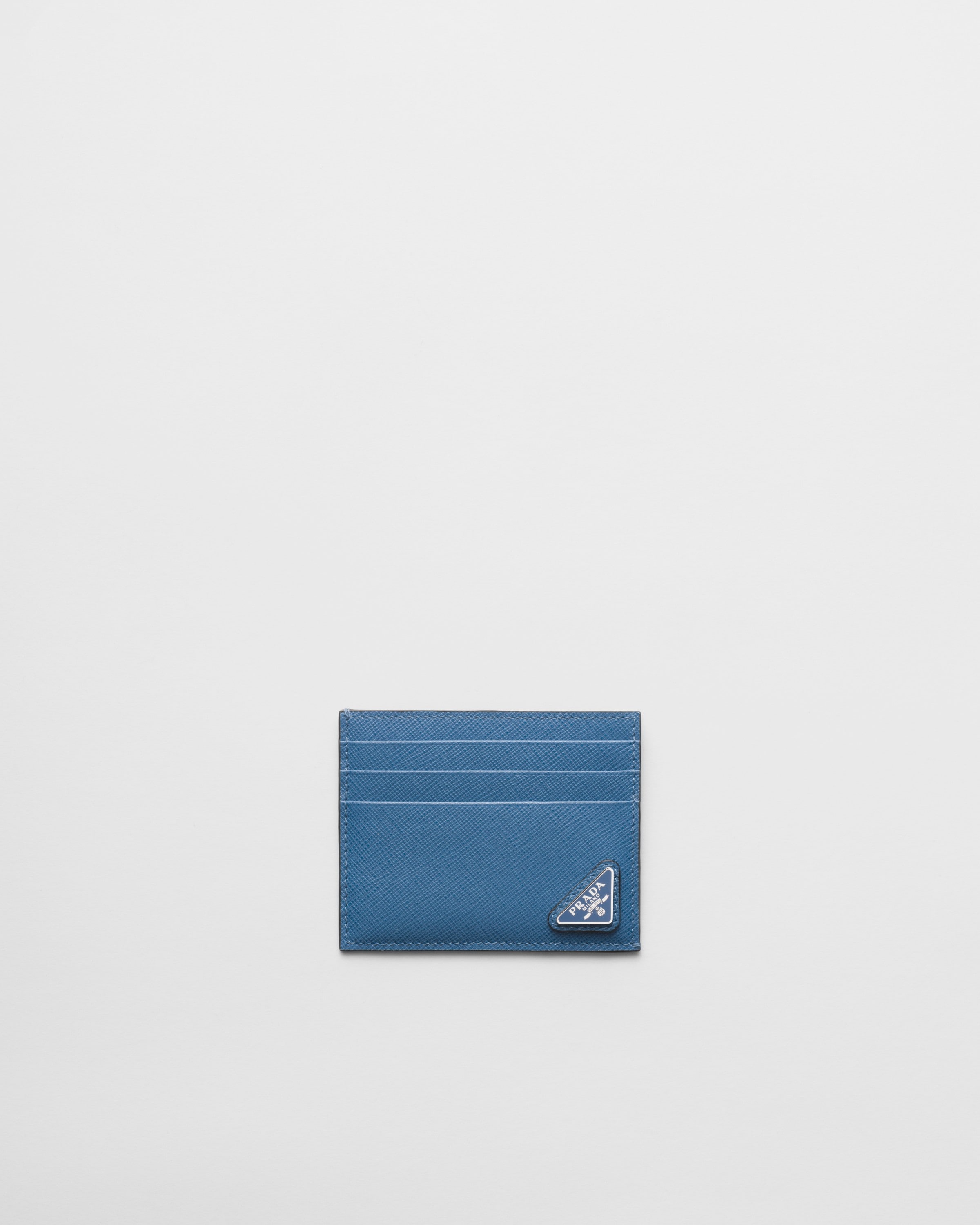 Aviator Blue Saffiano Leather Card Holder PRADA