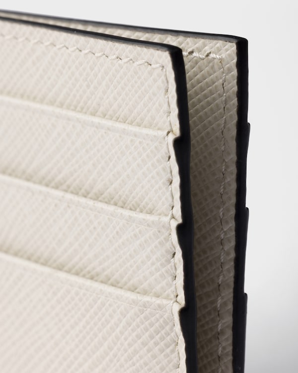 حاملة بطاقات من جلد سافيانو - أبيض طباشيري حاملة بطاقات من جلد سافيانو - أبيض طباشيري