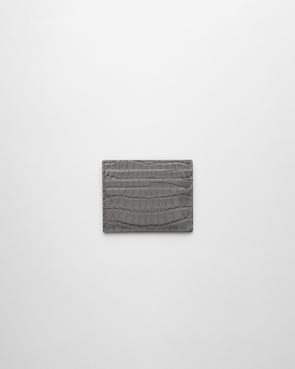 クロコダイル カードケース - ライトグレー クロコダイル カードケース - ライトグレー