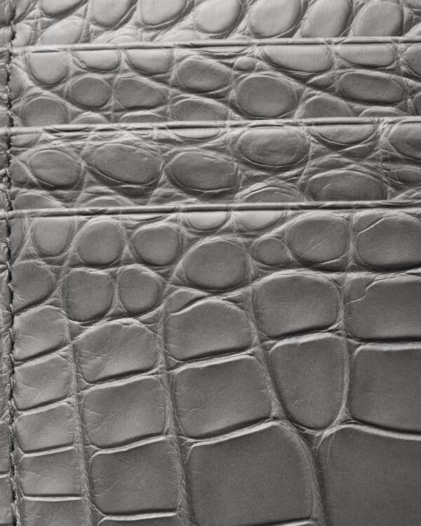 クロコダイル カードケース - ライトグレー クロコダイル カードケース - ライトグレー