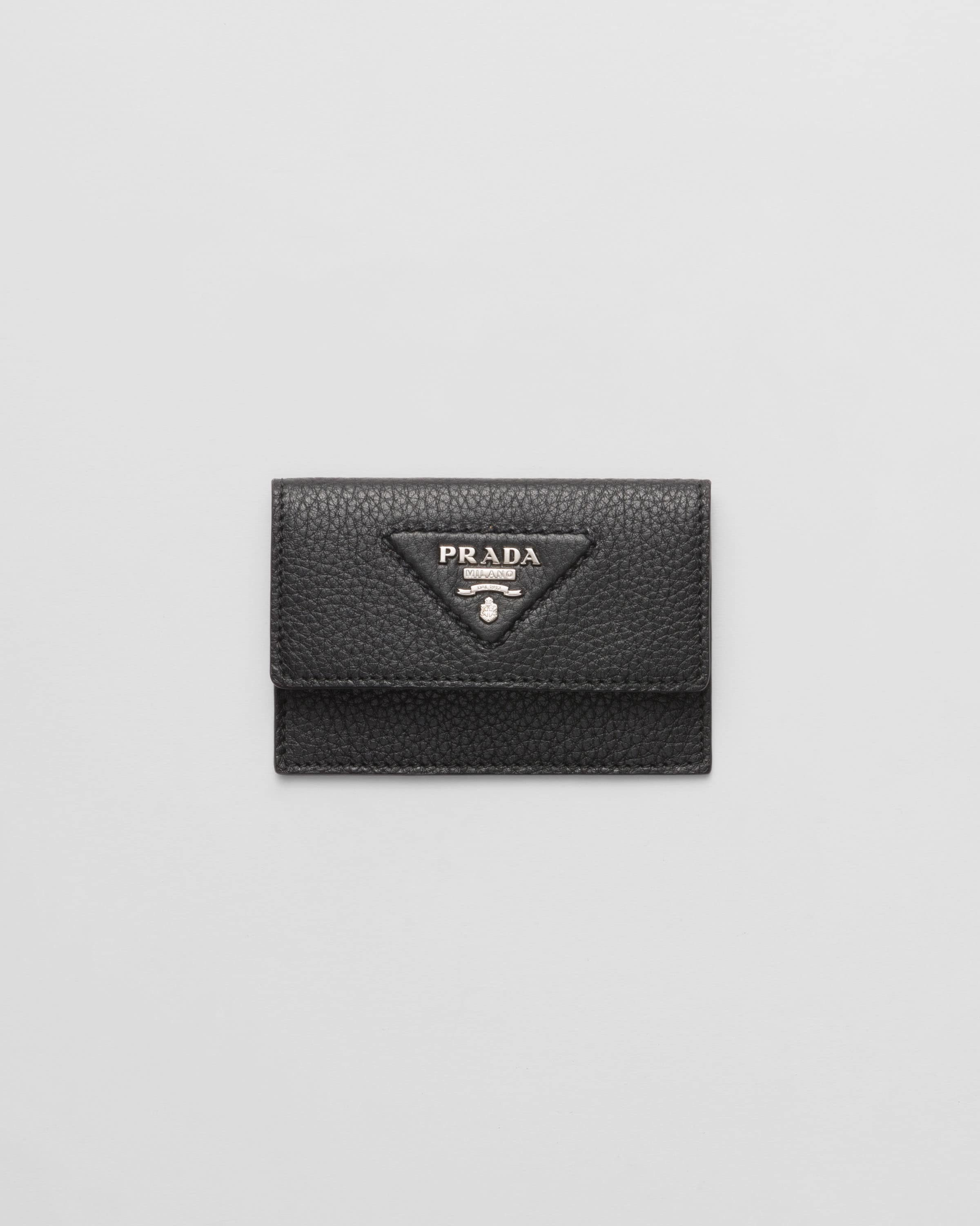 Prada Leather Card Holder In Black