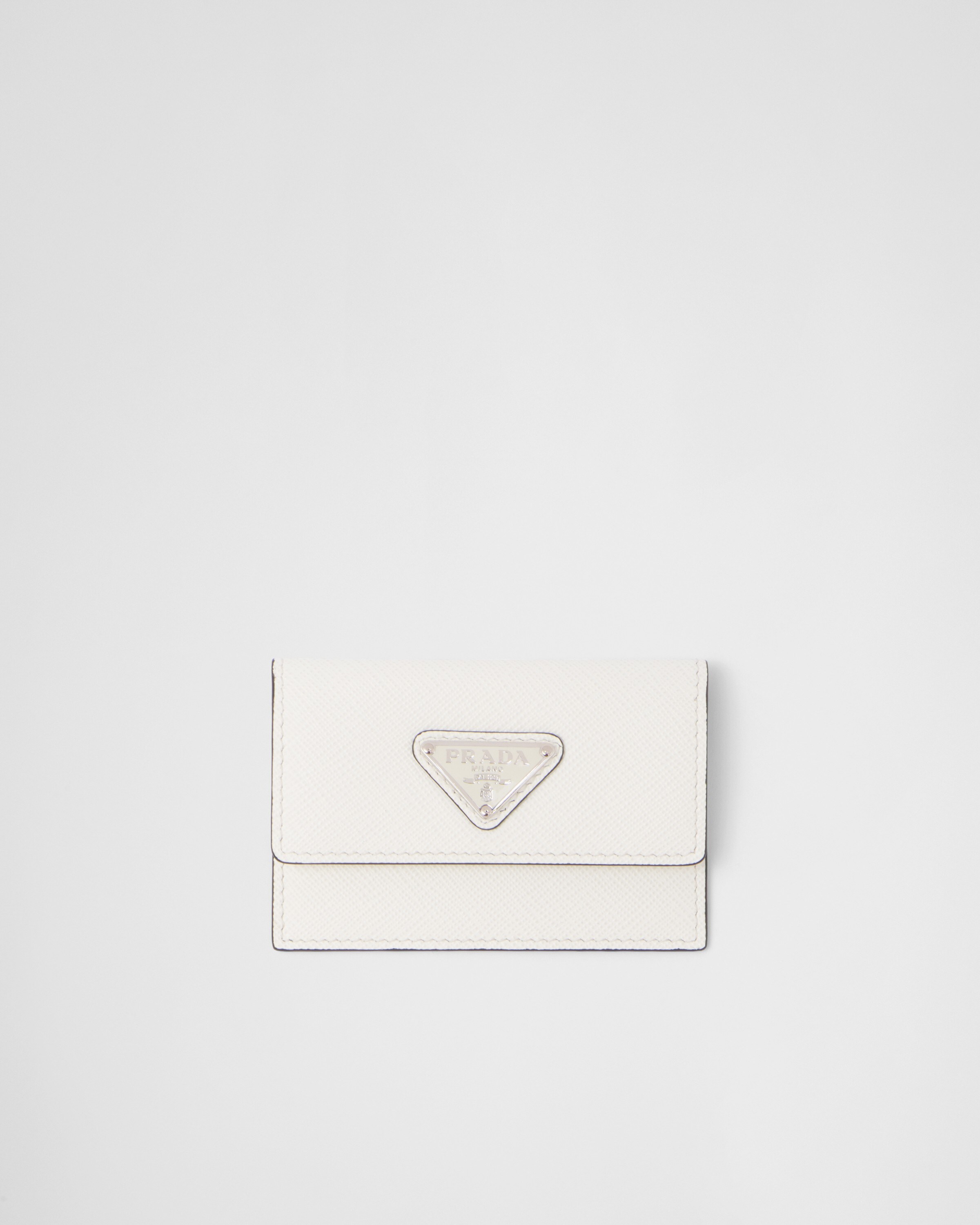 Shop Prada Saffiano Leather Card Holder In White