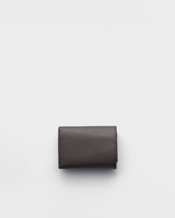 Small Saffiano leather wallet - Smoke/Aviation Blue Small Saffiano leather wallet - Smoke/Aviation Blue