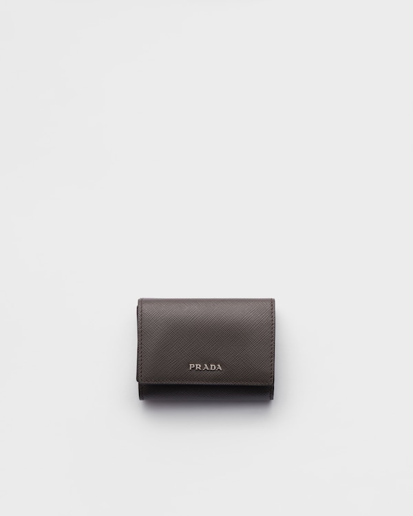 Small Saffiano leather wallet - Smoke/Aviation Blue Small Saffiano leather wallet - Smoke/Aviation Blue