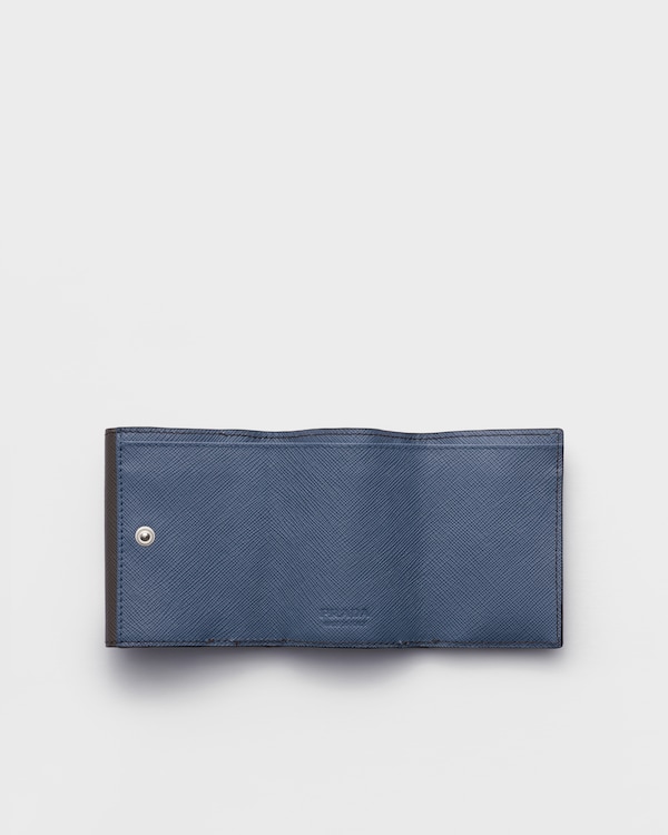 Small Saffiano leather wallet - Smoke/Aviation Blue Small Saffiano leather wallet - Smoke/Aviation Blue