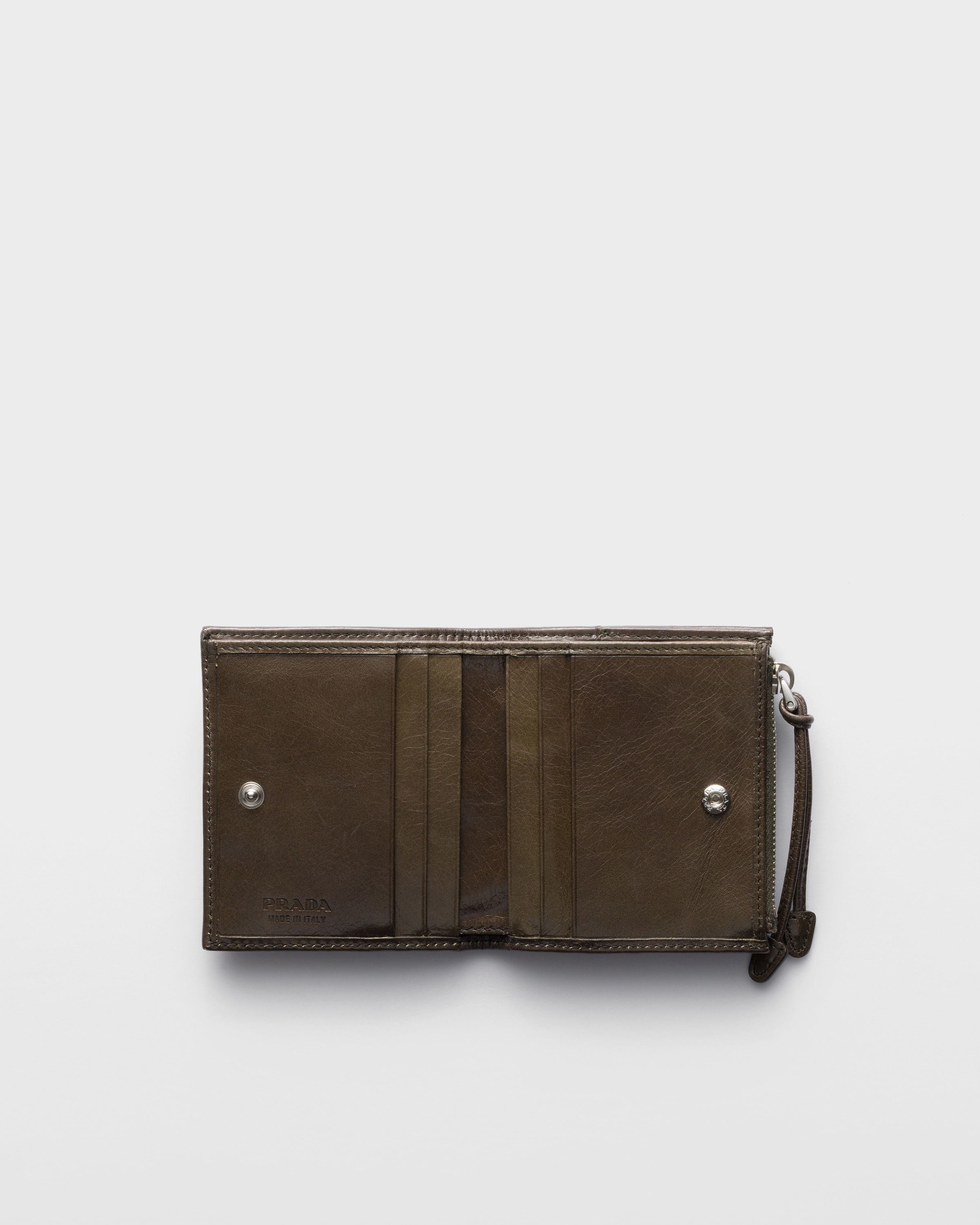 Forest Green Small leather wallet | PRADA - United States